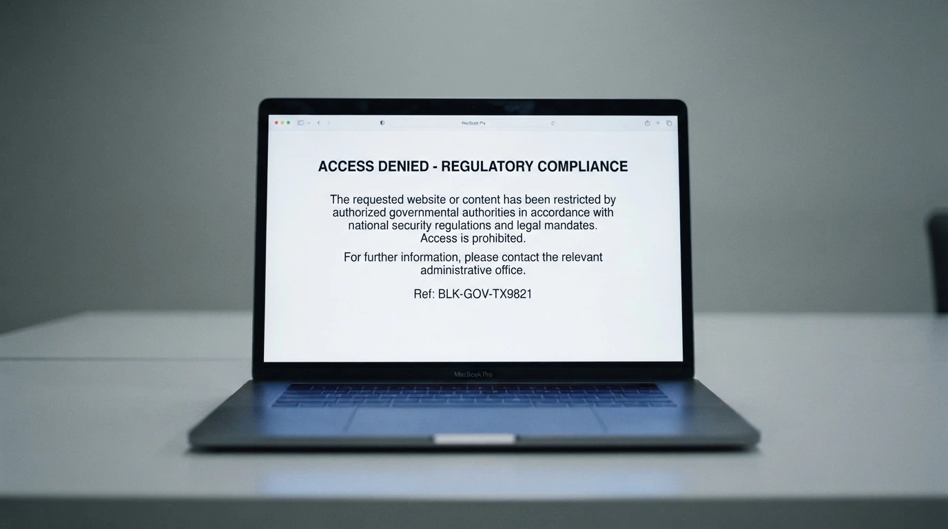 A web browser window displaying the ACMA site-blocking notice on a white screen — the page an Australian sees when an ISP blocks an illegal gambling website