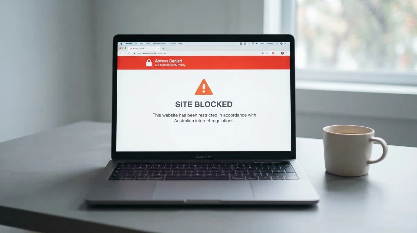 An ACMA webpage showing a list of blocked illegal gambling websites