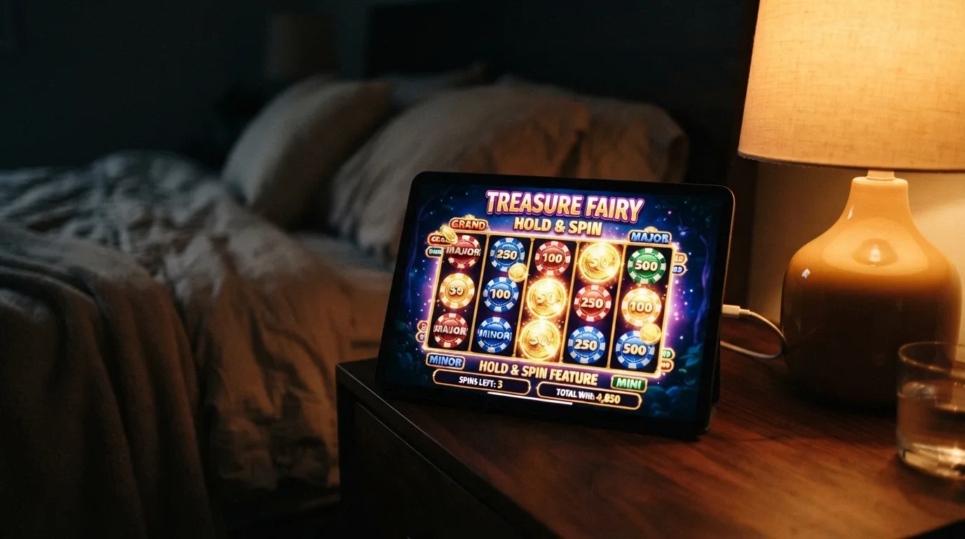 An iPad running an Aristocrat pokie (Dragon Link or Lightning Link) in landscape mode, the Hold & Spin feature or a free-spin round active, with the game's title clearly visible