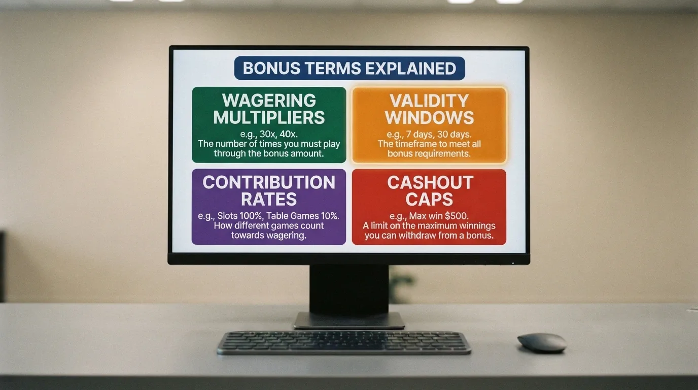 A desktop view of a comparison table with operator names, bonus figures and wagering requirements laid out in columns, the AU market-share column highlighted