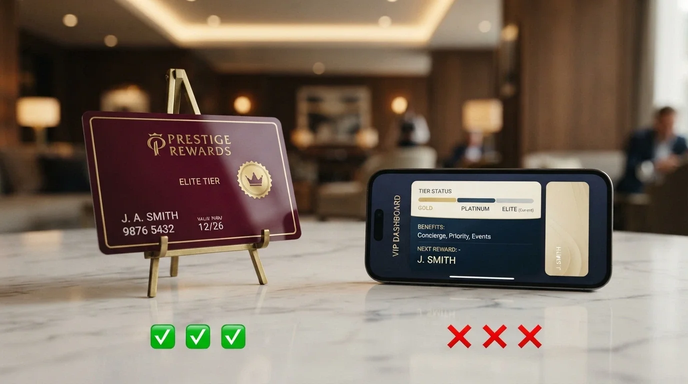 A comparison visual showing a Crown Rewards card and a smartphone with an offshore casino VIP dashboard side by side, with checkmarks under the Crown card for “Licensed · BetStop · Consumer Protection” and crosses under the offshore dashboard