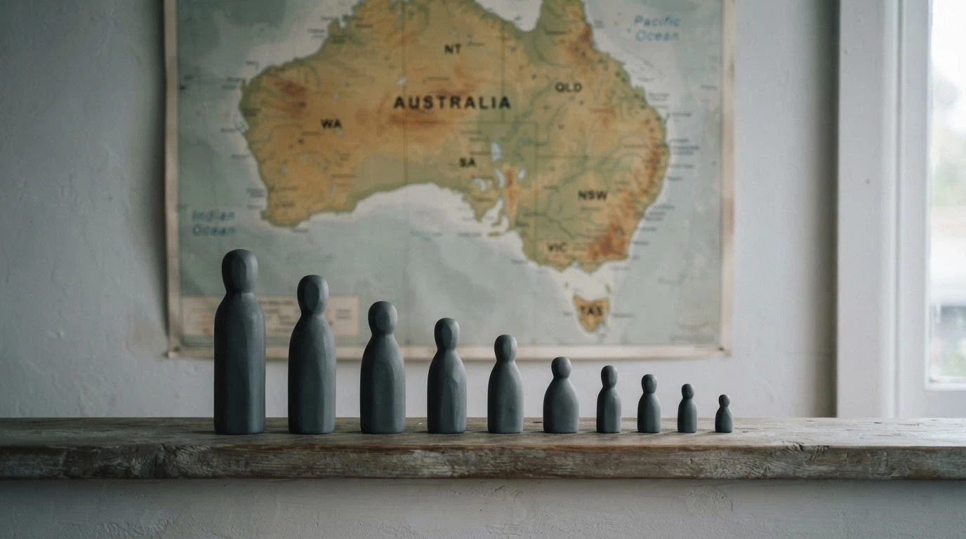 A visual concept of comparison: ten casino-brand silhouettes arranged in ranked order against a map of Australia, with the map faded to signal offshore distance