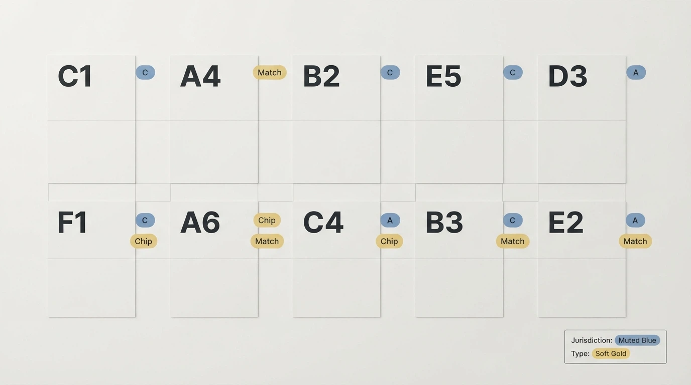 A grid of casino brand names arranged beside their offshore licence jurisdiction and bonus type