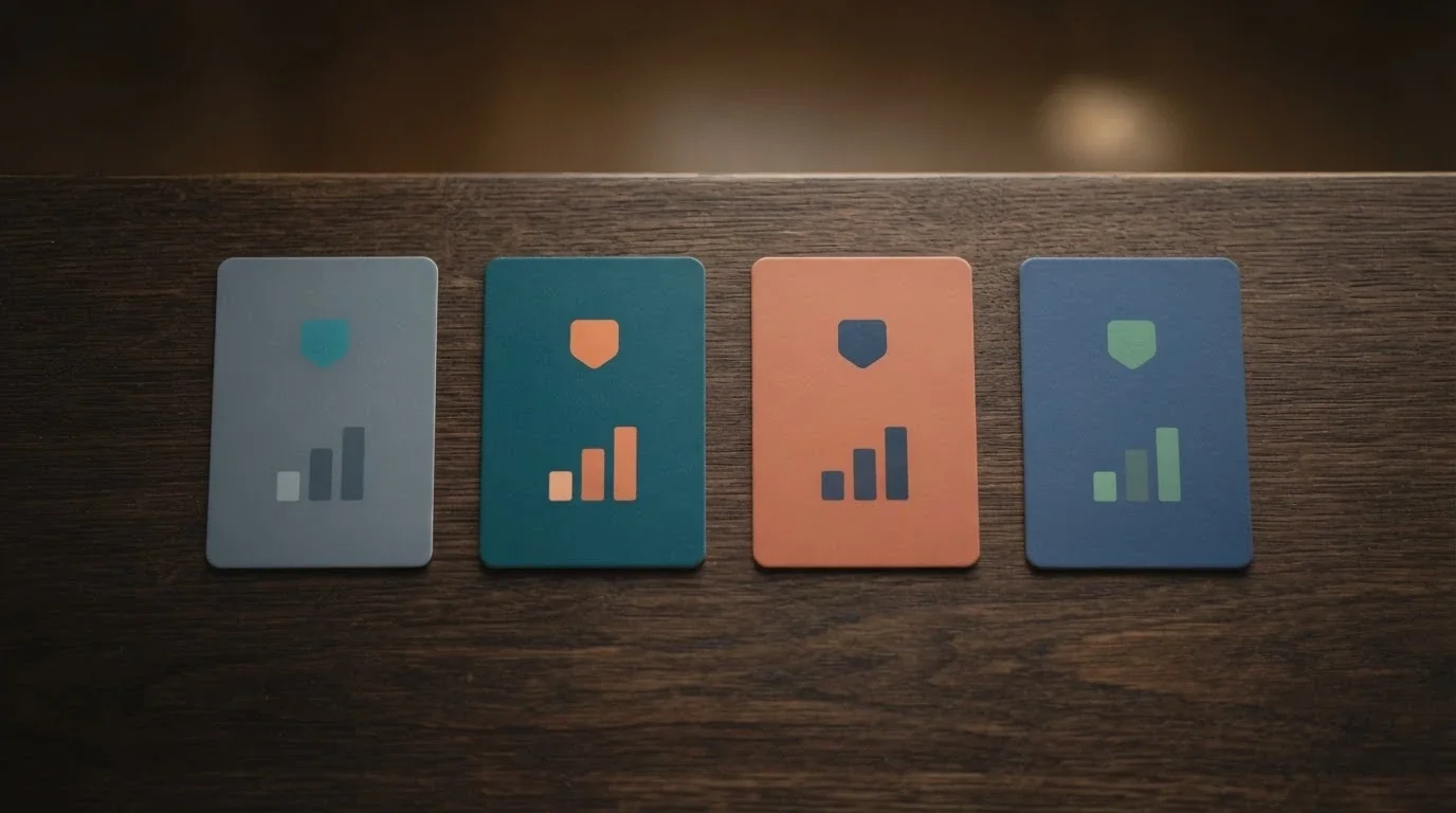 A stylised comparison layout showing casino-branded cards arranged side by side with key metrics highlighted — bonus amounts, wagering figures, and licence badges visible