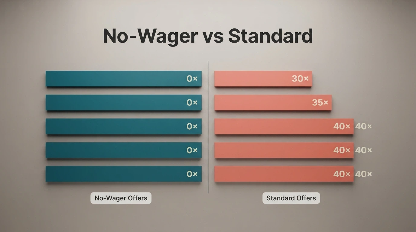 A ranked comparison table of Australian-accessible casino bonuses showing wagering multiples and cashout caps side by side